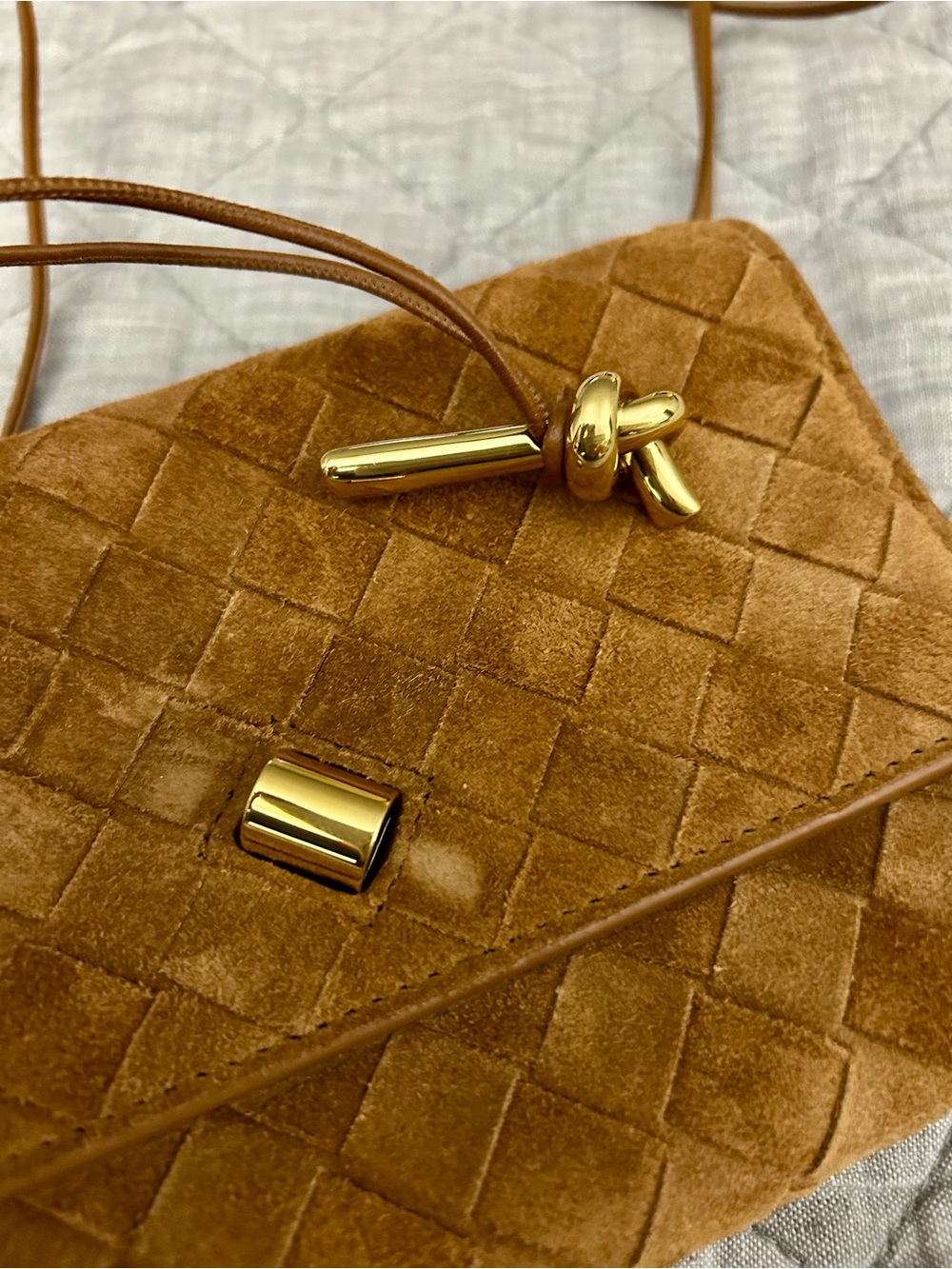 Bottega Veneta Andiamo Intrecciato Suede Crossbody Bag + Box & Dust Bag - Picture 8 of 16